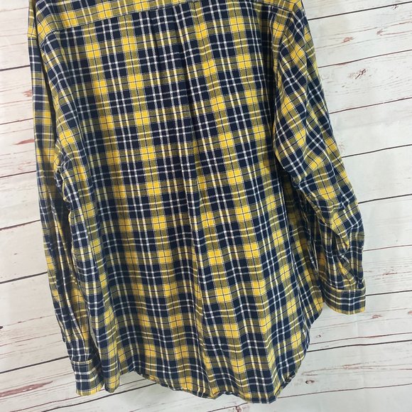 SOLD Eddie Bauer Black & Yellow Plaid Flannel Long Sleeve Shirt NWOT - Picture 12 of 14